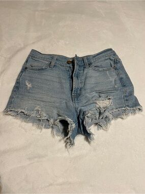 Celebrity Pink Light Blue Distressed Denim Cutoff Shorts 1/25